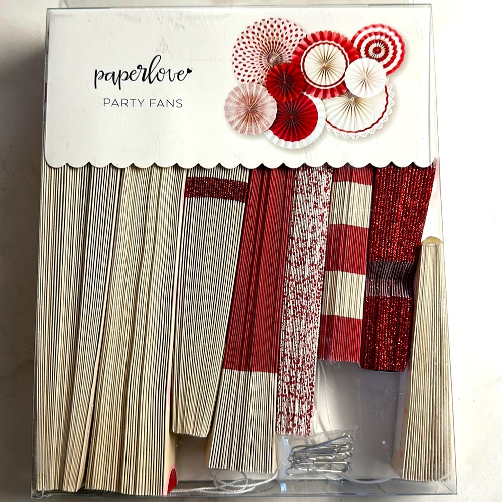 Paperlove Party Fans Red & White